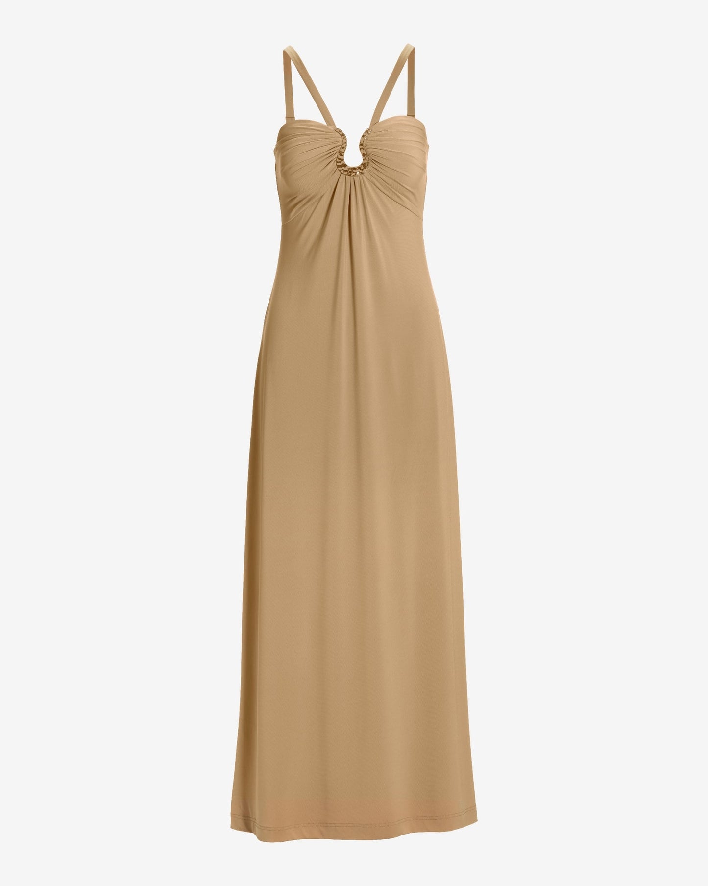 Hammered Hardware Detail Knit Maxi Dress Sesame