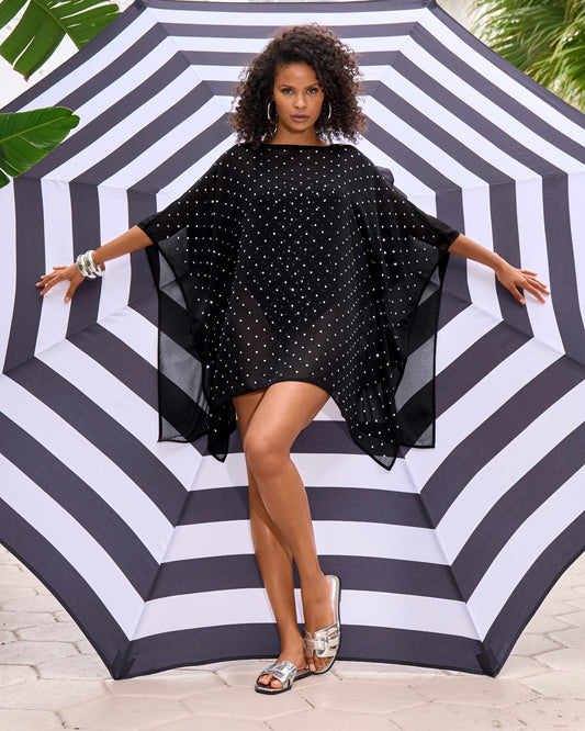 Studded Mesh Tie Cover Up Black
