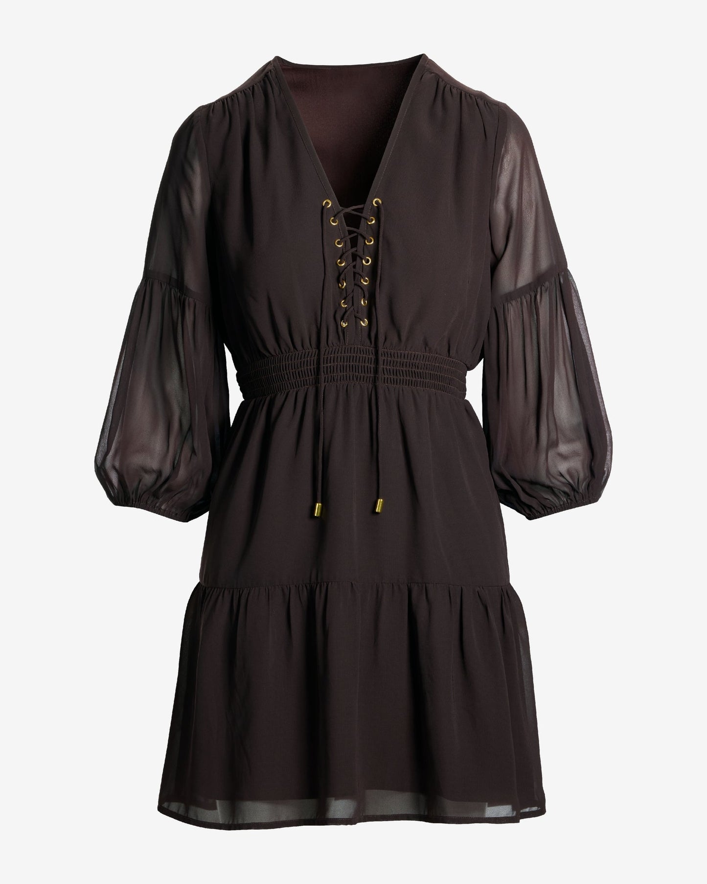 Lace Up Boho Peasant Dress Chocolate Torte